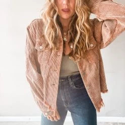 Peach Love California Clothing Ashlynn Cropped Cord Jacket