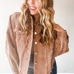 Peach Love California Clothing Ashlynn Cropped Cord Jacket