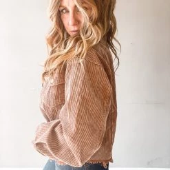 Peach Love California Clothing Ashlynn Cropped Cord Jacket