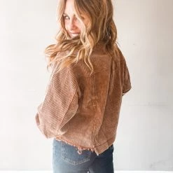 Peach Love California Clothing Ashlynn Cropped Cord Jacket