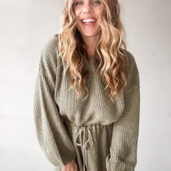 Mable Clothing Coffee Talk Sweater Romper