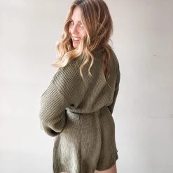 Mable Clothing Coffee Talk Sweater Romper