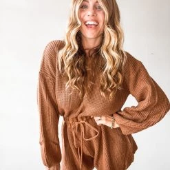 Mable Clothing Coffee Talk Sweater Romper