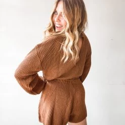 Mable Clothing Coffee Talk Sweater Romper