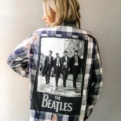Envy Upcycle The Beatles Vintage Band Tee Flannel