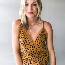 Listicle Leopard Lace Cami Clothing