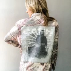 Envy Upcycle Clothing Johnny Cash Vintage Band Tee Flannel