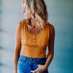 Patrons Of Peace Melanie Smocked Crop Clothing