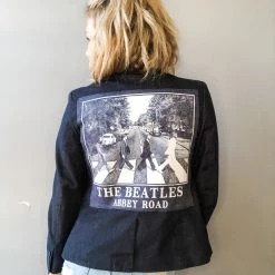 Envy Upcycle The Beatles Abbey Road Vintage Tee Denim Blazer Clothing