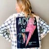 Envy Upcycle AC/DC Vintage Band Tee Flannel Clothing