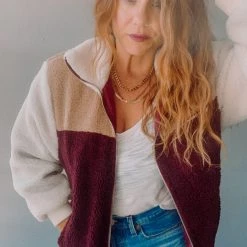 Lush Clothing Colorblock Zip Up Jacket