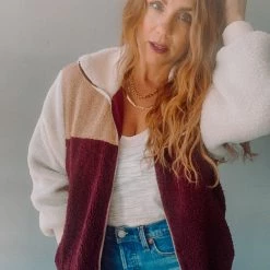 Lush Clothing Colorblock Zip Up Jacket