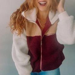 Lush Clothing Colorblock Zip Up Jacket