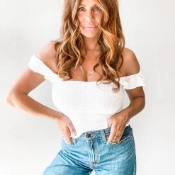 Lush Clothing Beach Bum Smocked Crop Top