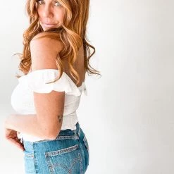 Lush Clothing Beach Bum Smocked Crop Top