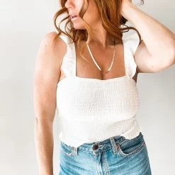 Lush Clothing Beach Bum Smocked Crop Top