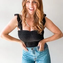 Lush Clothing Beach Bum Smocked Crop Top