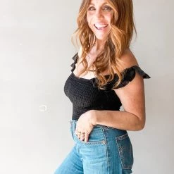 Lush Clothing Beach Bum Smocked Crop Top