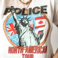 Chaser Brand Clothing The Police Linen Cropped Easy Tee