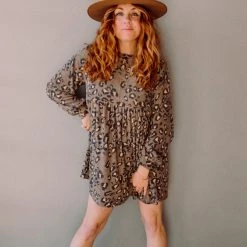 Audrey 3+1 Little More Leopard Balloon Sleeve Baby Doll