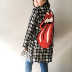 Envy Upcycle Plaid Rolling Stones Vintage Tee Flannel Cardigan Clothing