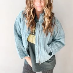 Listicle Open Roads Quilted Denim Jacket Clothing