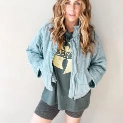 Listicle Open Roads Quilted Denim Jacket Clothing