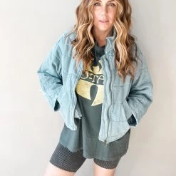 Listicle Open Roads Quilted Denim Jacket Clothing