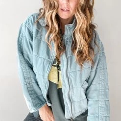 Listicle Open Roads Quilted Denim Jacket Clothing
