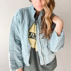 Listicle Open Roads Quilted Denim Jacket Clothing