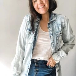 Envy Upcycle Pink Canon ACDC Vintage Tee Button Down