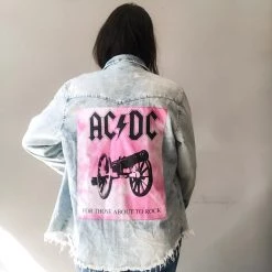 Envy Upcycle Pink Canon ACDC Vintage Tee Button Down