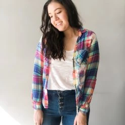 Envy Upcycle Multi Pink Floyd Vintage Tee Button Down