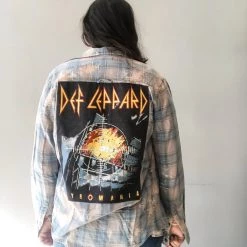 Envy Upcycle Pyromania Def Leppard Vintage Tee Flannel Clothing
