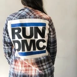 Envy Upcycle Clothing Bold Run DMC Vintage Tee Flannel