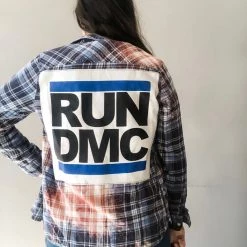 Envy Upcycle Clothing Bold Run DMC Vintage Tee Flannel