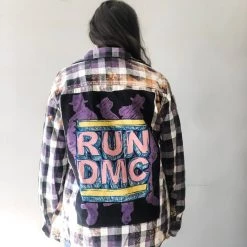 Envy Upcycle Clothing Run DMC Silhouette Vintage Tee Flannel