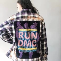 Envy Upcycle Clothing Run DMC Silhouette Vintage Tee Flannel