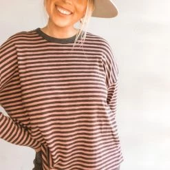 Listicle Sabrina Striped Long Sleeve