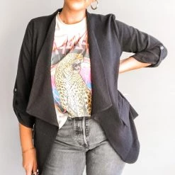 Lush Clothing Quatar Buttoned Sleeve Blazer