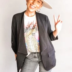 Lush Clothing Quatar Buttoned Sleeve Blazer