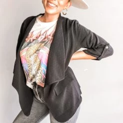 Lush Clothing Quatar Buttoned Sleeve Blazer