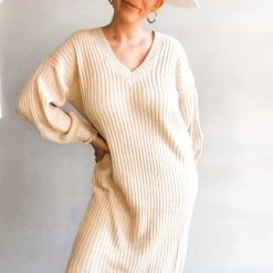 In Loom Clothing Stella V Neck Sweater Dress