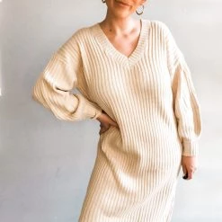 In Loom Clothing Stella V Neck Sweater Dress