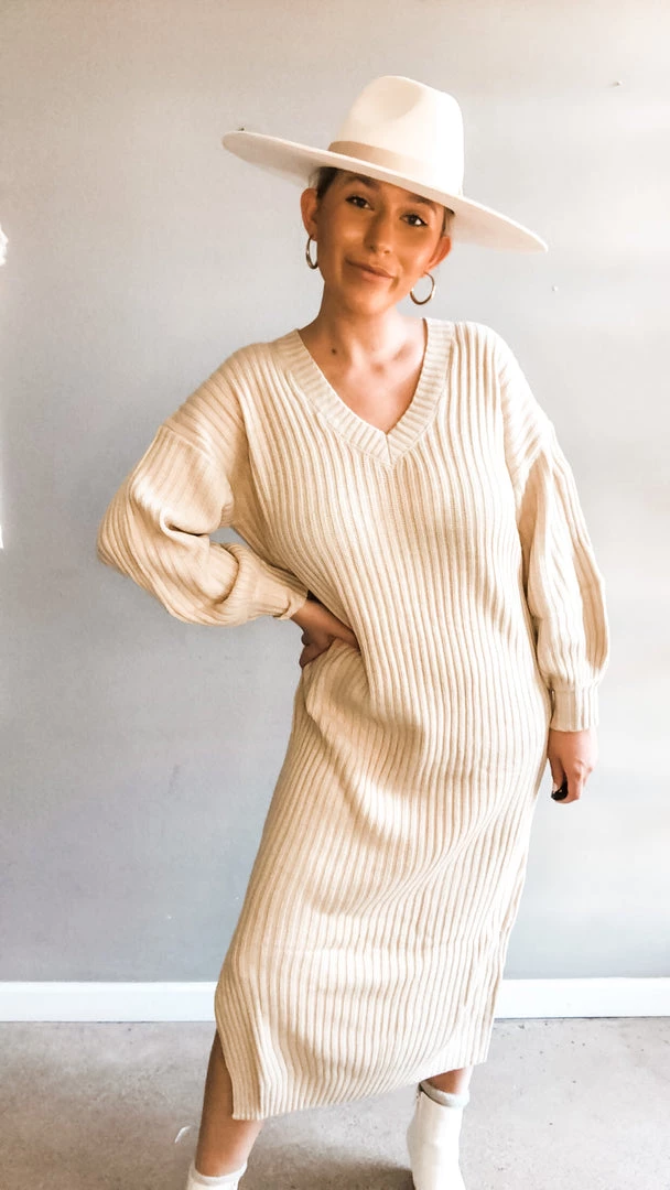 In Loom Clothing Stella V Neck Sweater Dress 2 In Loom Clothing Stella V Neck Sweater Dress