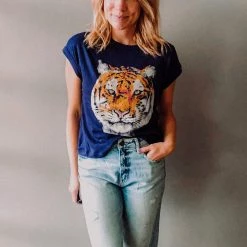 Chaser Brand Clothing Chaser Tiger Portrait Crew Neck