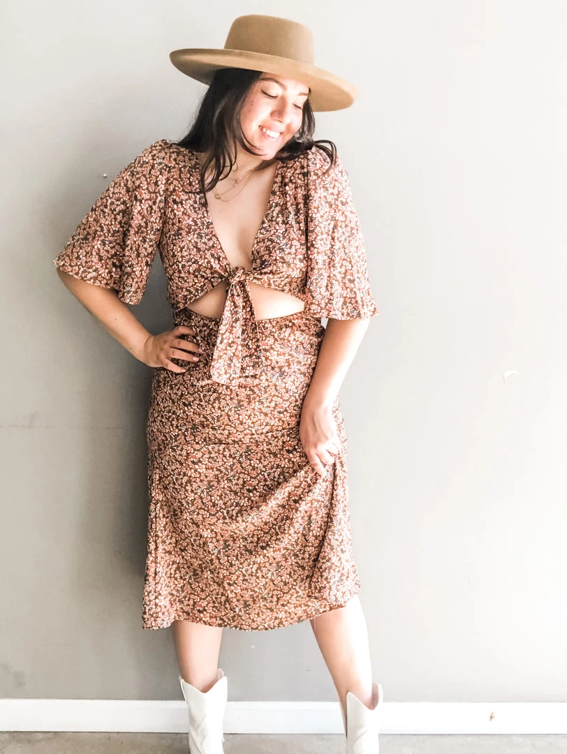 Audrey 3+1 Clothing Amber Floral Front Tie Dress 2 Audrey 3+1 Clothing Amber Floral Front Tie Dress