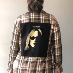 Envy Upcycle Tom Petty Olive Vintage Tee Flannel