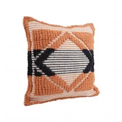 Urban Adorn Orange + Black Handwoven Square Cushion Cover