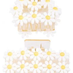 Fame Accessories Double Daisy Claw Clip Set